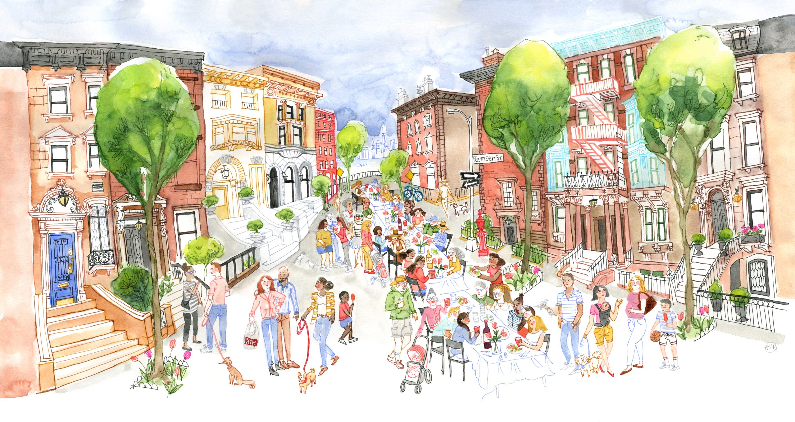 The Longest Table watercolor illustration